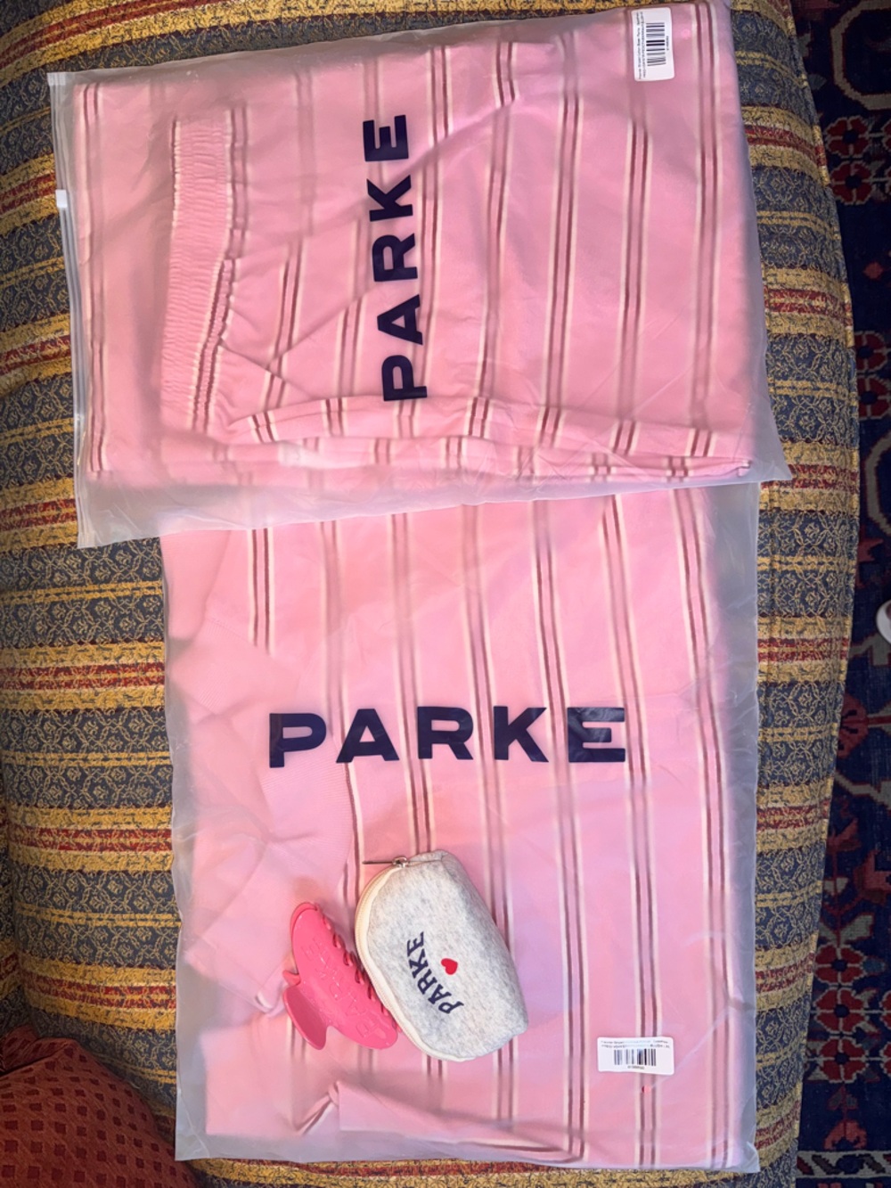 PARKE Striped Mockneck Pullover & Cotton Boxer Pants size L/XL - SOLD AS A SET